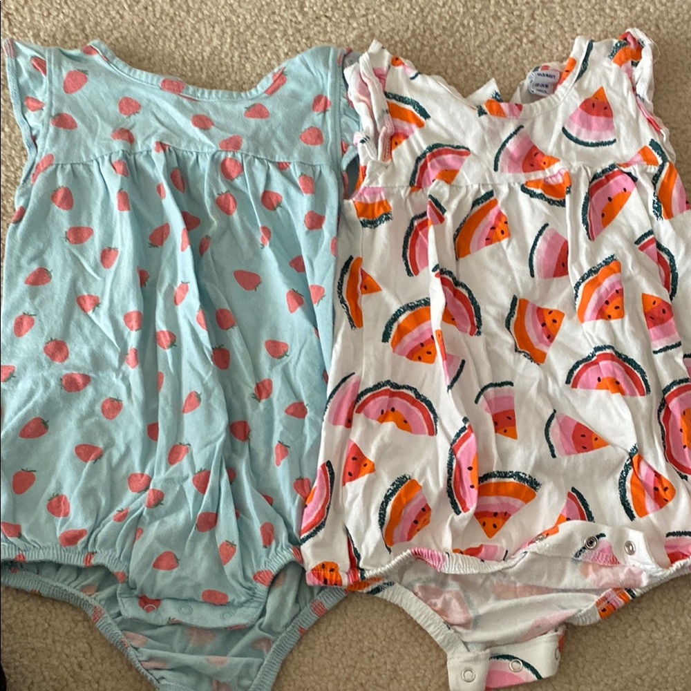 Carter's Baby Rompers - Blue and White